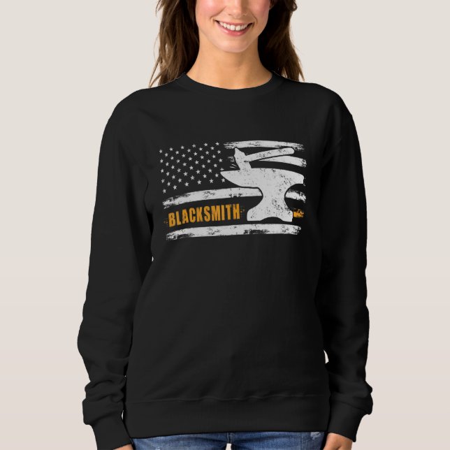 Blacksmith Hammer Anvil Flag Knife Maker Steel Pre Sweatshirt (Front)