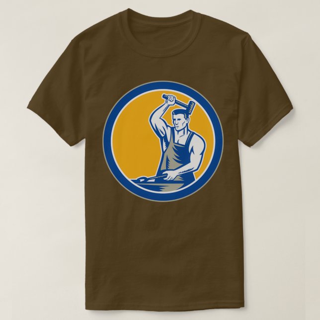 Blacksmith Hammering Pliers Circle Retro T T-Shirt (Design Front)