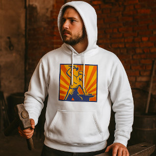 Blacksmith Hammering Retro Strongman Labour Hoodie