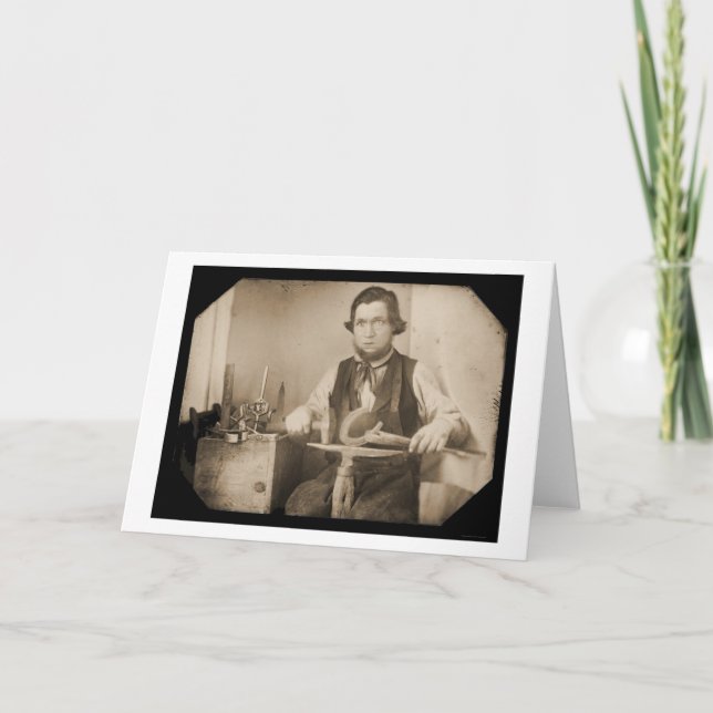 Blacksmith Working Daguerreotype 1846 Card (Front)