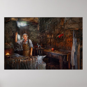 Blacksmith - Working the forge Poster