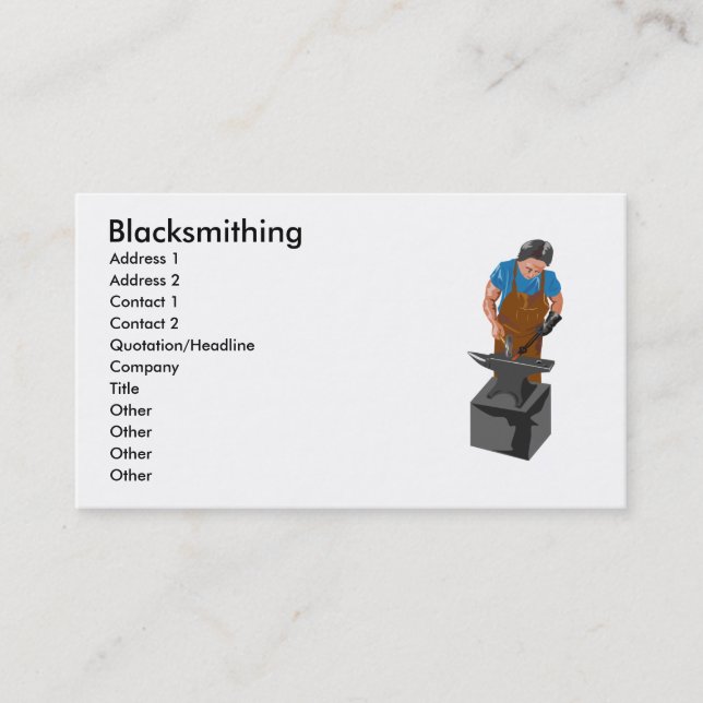 Blacksmithing Business Card (Front)
