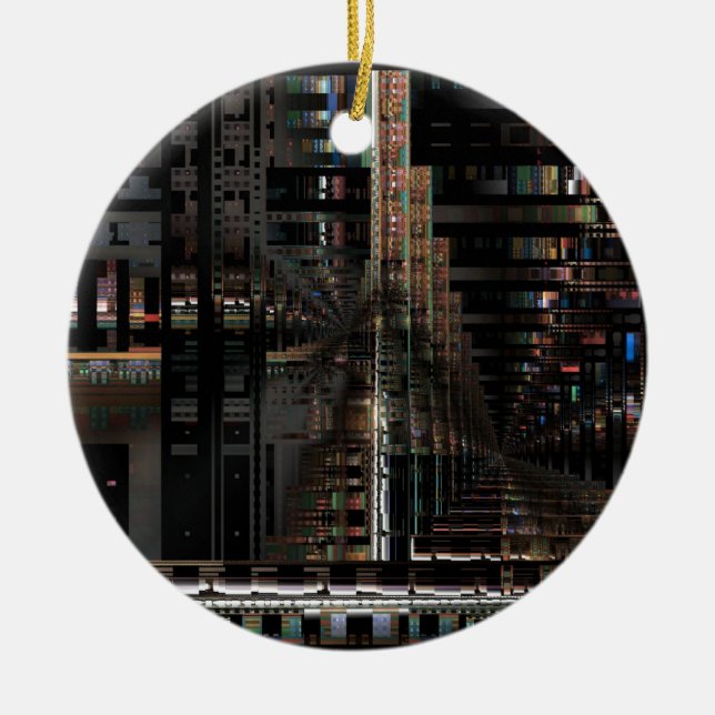 BlackTechnology Circuit Board Electronic Computer. Ceramic Tree Decoration (Front)