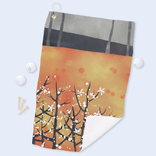 Blackthorn Blossom Spring Floral Coral Golf Towel