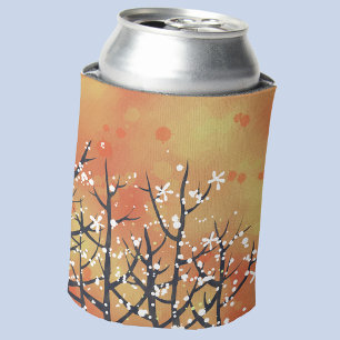 Blackthorn Blossom Spring Landscape Painting Can Cooler