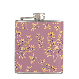 Blackthorn branches purple yellow hip flask