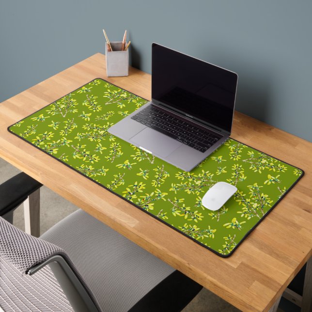 Blackthorn Pattern Green  Desk Mat (Office 2)