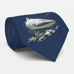 Blacktip Shark Blue Grained Water Necktie