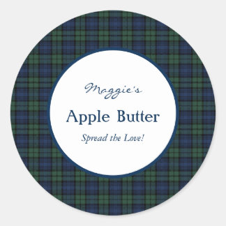 Blackwatch Tartan Plaid Jam Jar Labelsl Classic Round Sticker