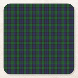 Blackwatch Tartan Square Paper Coaster