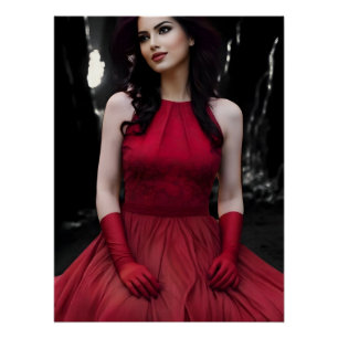 BlackWhiteRed glossy poster