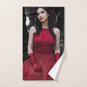 BlackWhiteRed hand towel