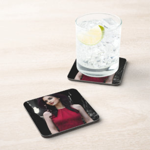 BlackWhiteRed hard plastic coasters