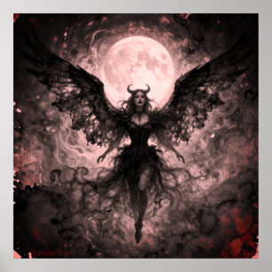Blackwing Moon - AI Fantasy Digital Art Print