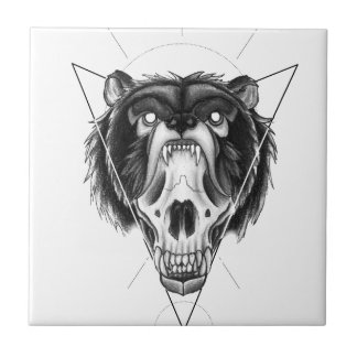 Blackwork bear tile