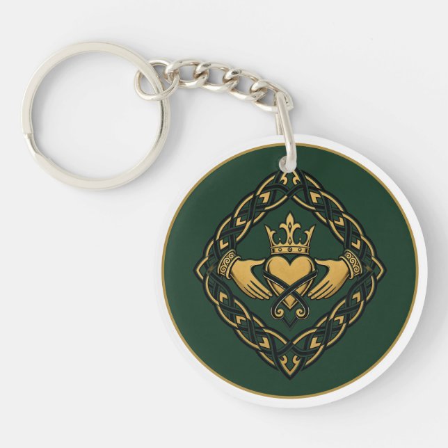 Blackwork Claddagh Key Ring (Front)