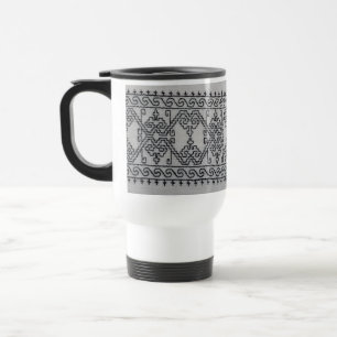 Blackwork embroidery travel mug
