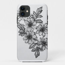 Blackwork Flowers Phone Case