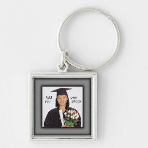 Blacy/ Grey Border Graduation Day Photo Keychain