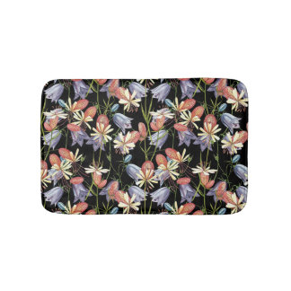Bladder Campion Bells: Watercolor Floral Bath Mat