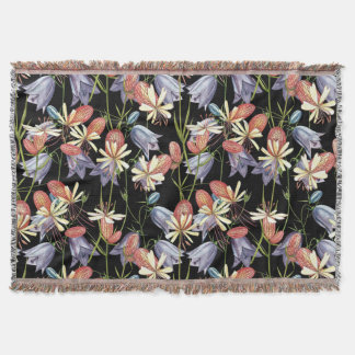 Bladder Campion Bells: Watercolor Floral Throw Blanket