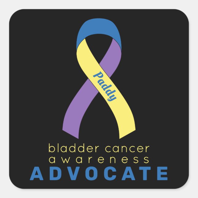 Bladder Cancer Advocate Black Square Sticker (Front)