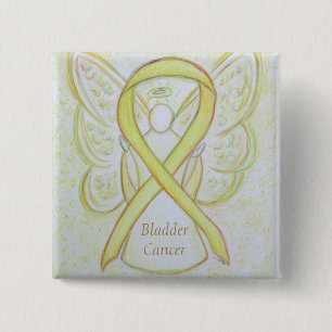 Bladder Cancer Angel Yellow Awareness Ribbon Pins