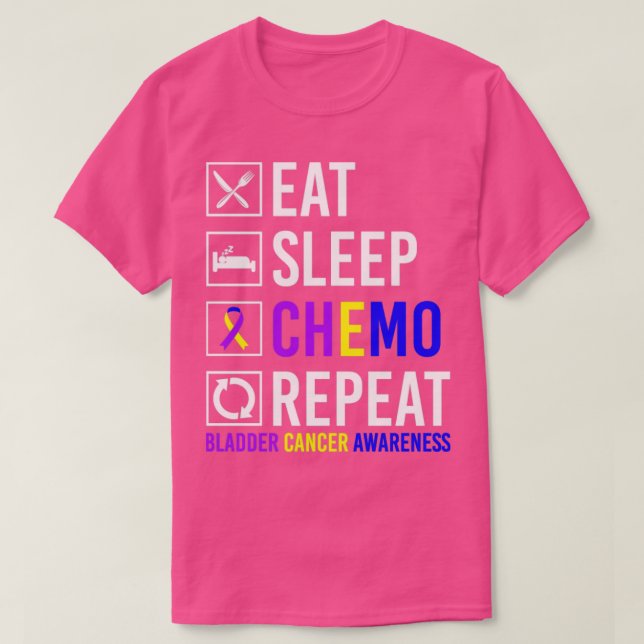 Bladder Cancer Awareness Eat Sleep Chemo Repeat Gi T-Shirt (Design Front)