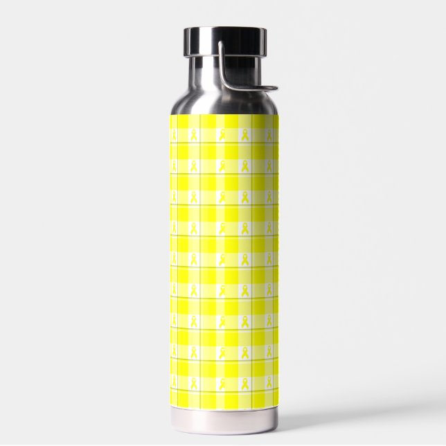 Bladder Cancer Awareness Plaid Water Bottle (Left)