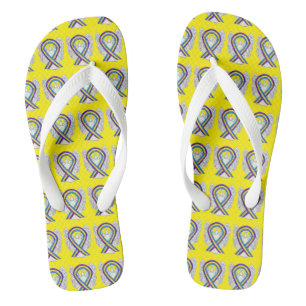 Bladder Cancer Awareness Ribbon Angel Flip Flops