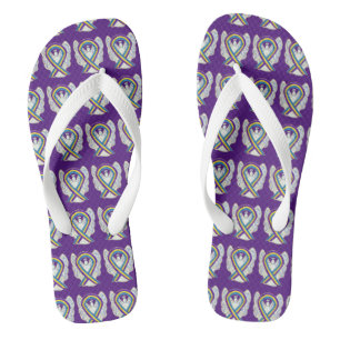 Bladder Cancer Awareness Ribbon Angel Flip Flops