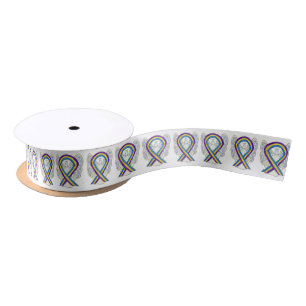 Bladder Cancer Awareness Ribbon Angels Design Satin Ribbon