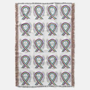 Bladder Cancer Awareness Ribbon Art Throw Blankets