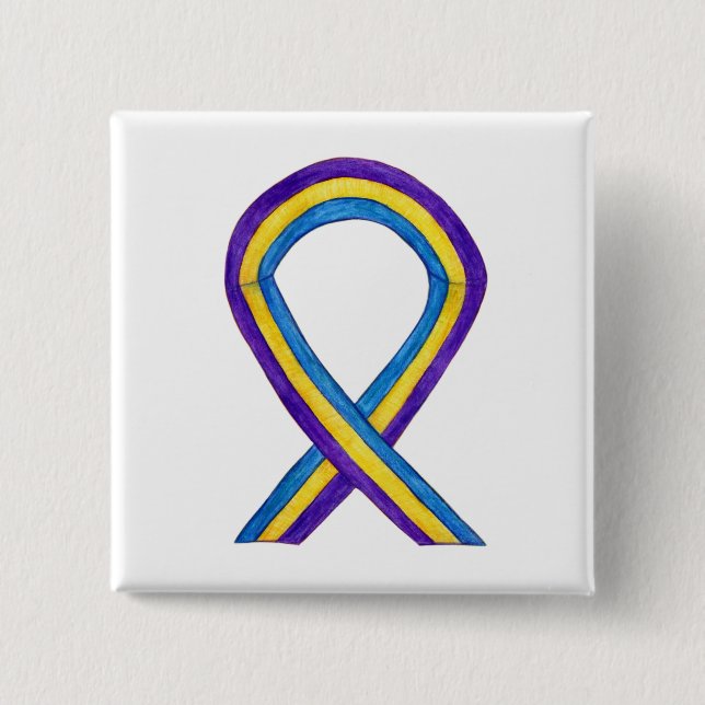 Bladder Cancer Awareness Ribbon Custom Pin Buttons (Front)