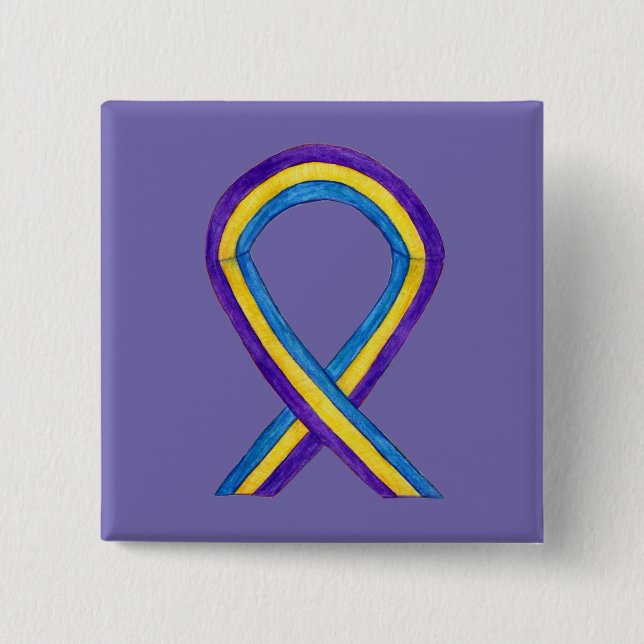 Bladder Cancer Awareness Ribbon Custom Pin Buttons (Front)