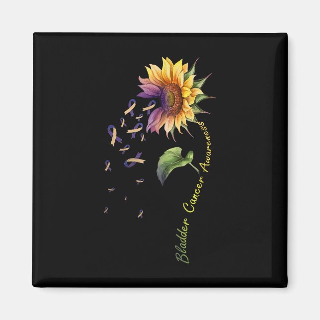 Bladder Cancer Awareness Sunflower Shirt  Magnet (Front)