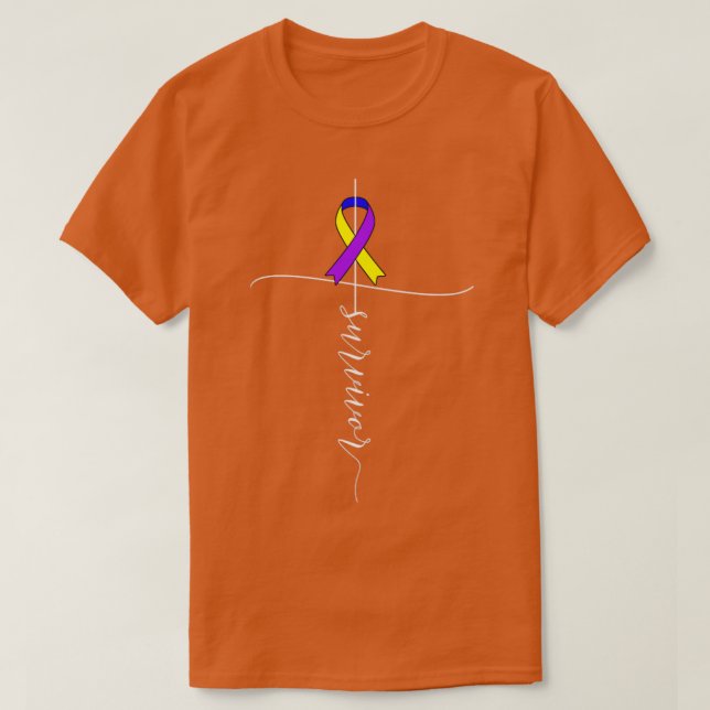 Bladder Cancer Awareness Survivor Tricolor Ribbon  T-Shirt (Design Front)