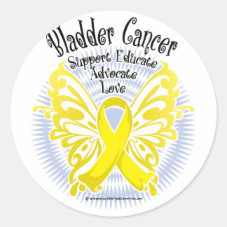 Bladder Cancer Butterfly 3 Classic Round Sticker