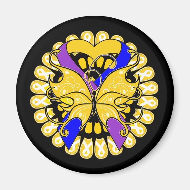 Bladder Cancer Butterfly Heart Ribbon Magnet (Front)