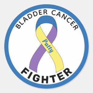 Bladder Cancer Fighter Ribbon White Round Sticker
