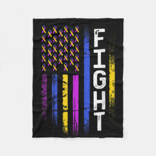Bladder Cancer Flag Purple Yellow Blue Ribbon Awar Fleece Blanket