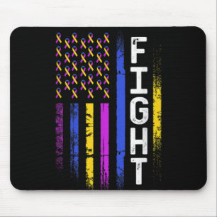 Bladder Cancer Flag Purple Yellow Blue Ribbon Awar Mouse Pad