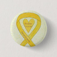 Bladder Cancer Heart Yellow Awareness Ribbon Pins