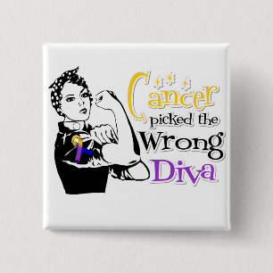 Bladder Cancer Picked The Wrong Diva 15 Cm Square Badge