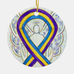 Bladder Cancer Ribbon Angel Custom Art Ornaments