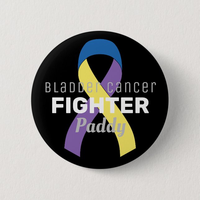 Bladder Cancer Ribbon Black Button (Front)