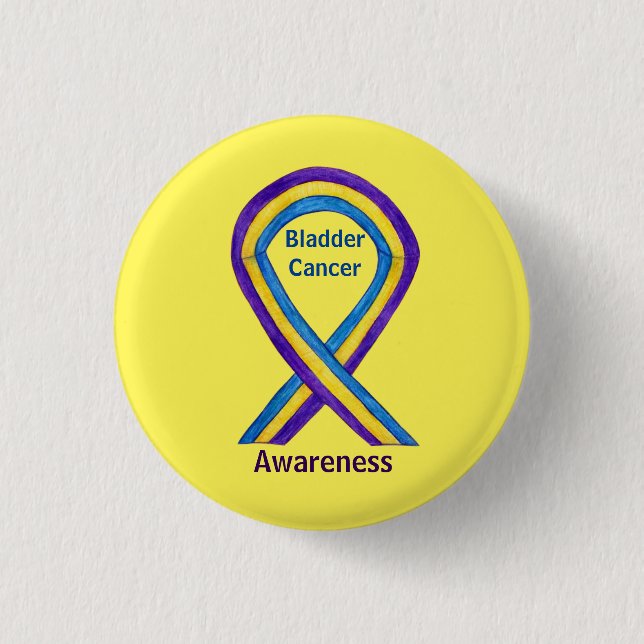 Bladder Cancer Stripes Awareness Ribbon Pin Button (Front)