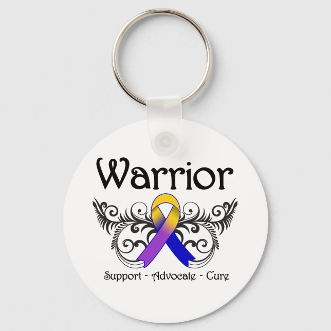 Bladder Cancer Warrior Scroll Wings Key Ring (Front)
