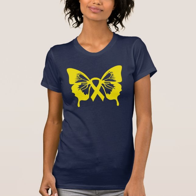 Bladder Cancer Yellow Butterfly t-shirt (Front)