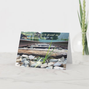 Blade of Grass on Railroad Tracks Card